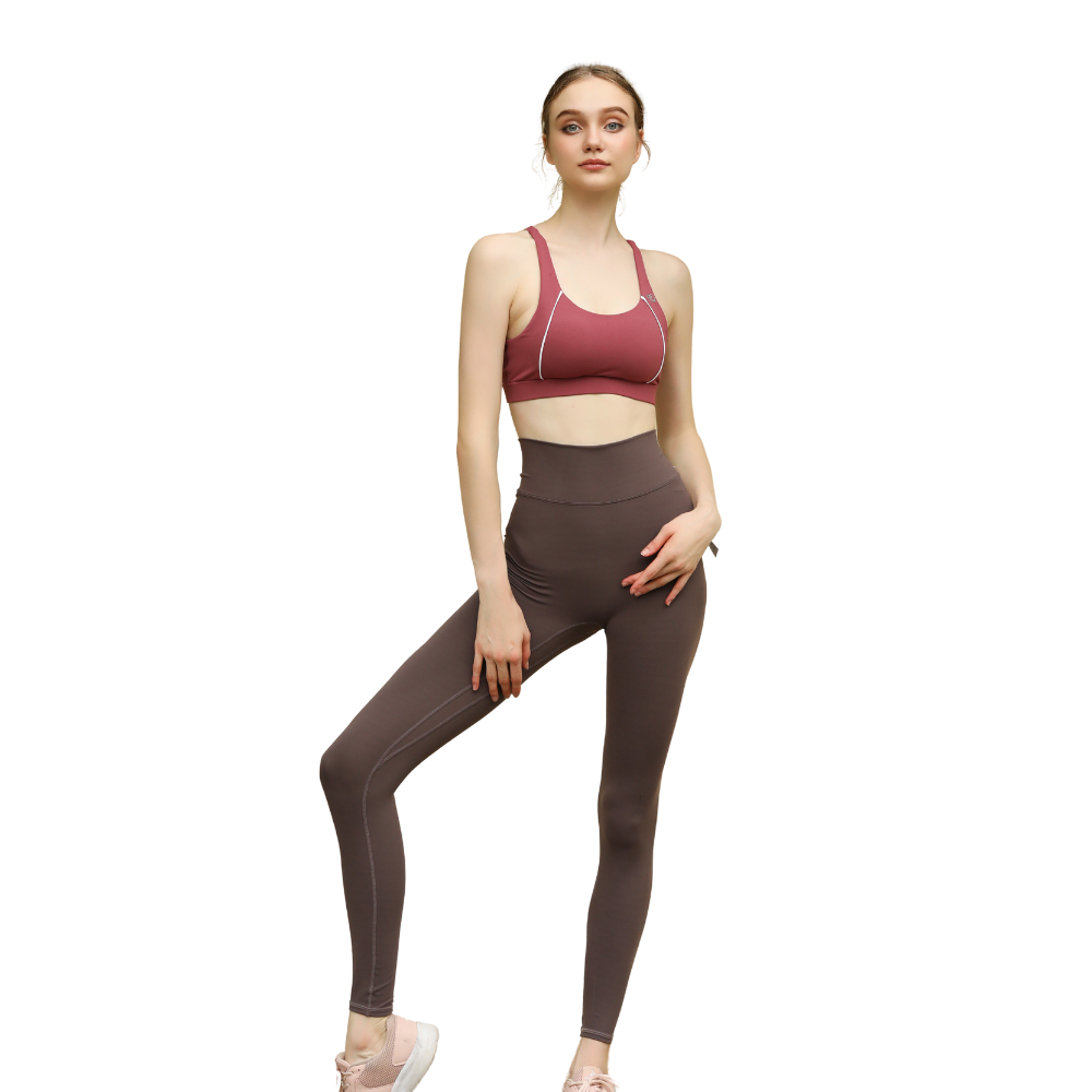 Set quần áo tập Yoga Gym - Smoke Grey Classic Legging + Rouge Pink Bra