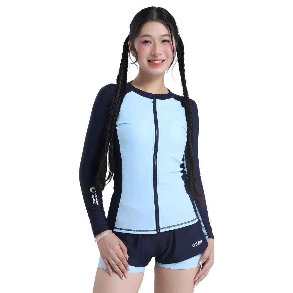 Áo bơi dây kéo tay dài chống nắng Breeze Luma Rashguard
