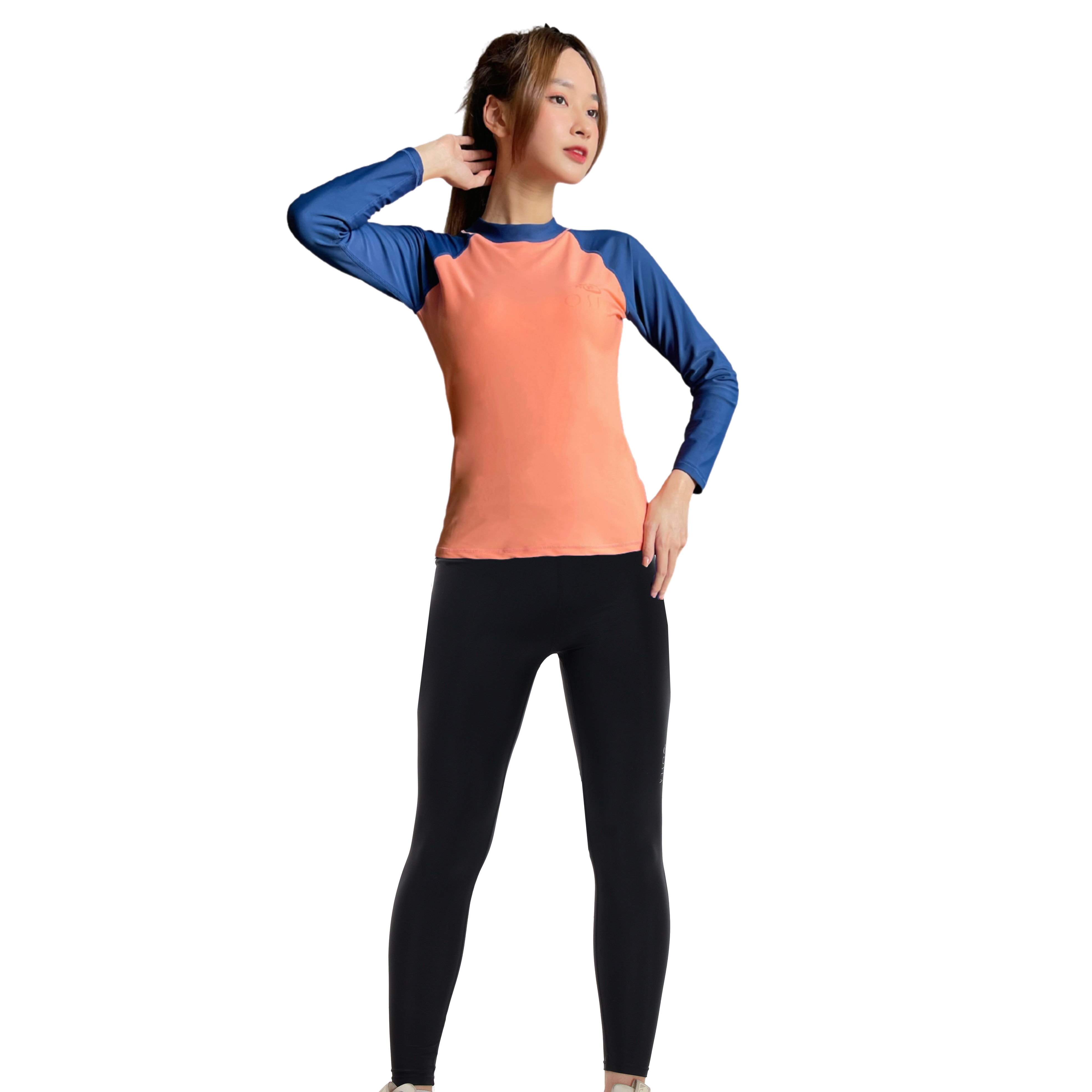 Set đồ bơi áo tay dài quần dài đen  - Cam Đen - Salmon Jeans Long Rashguard Set