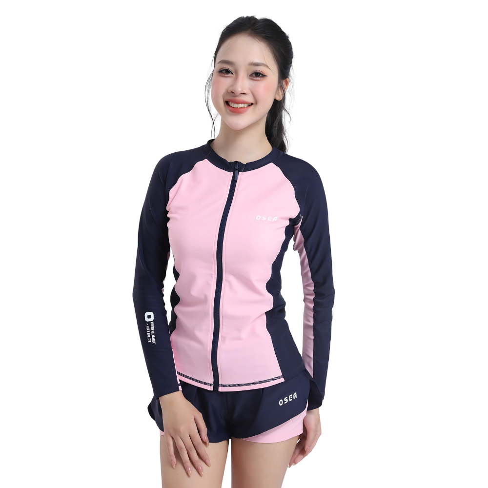 Set đồ bơi Lướt Sóng nữ OSEA Áo bơi tay dài & quần đùi 2 lớp kín đáo đi bơi đi biển