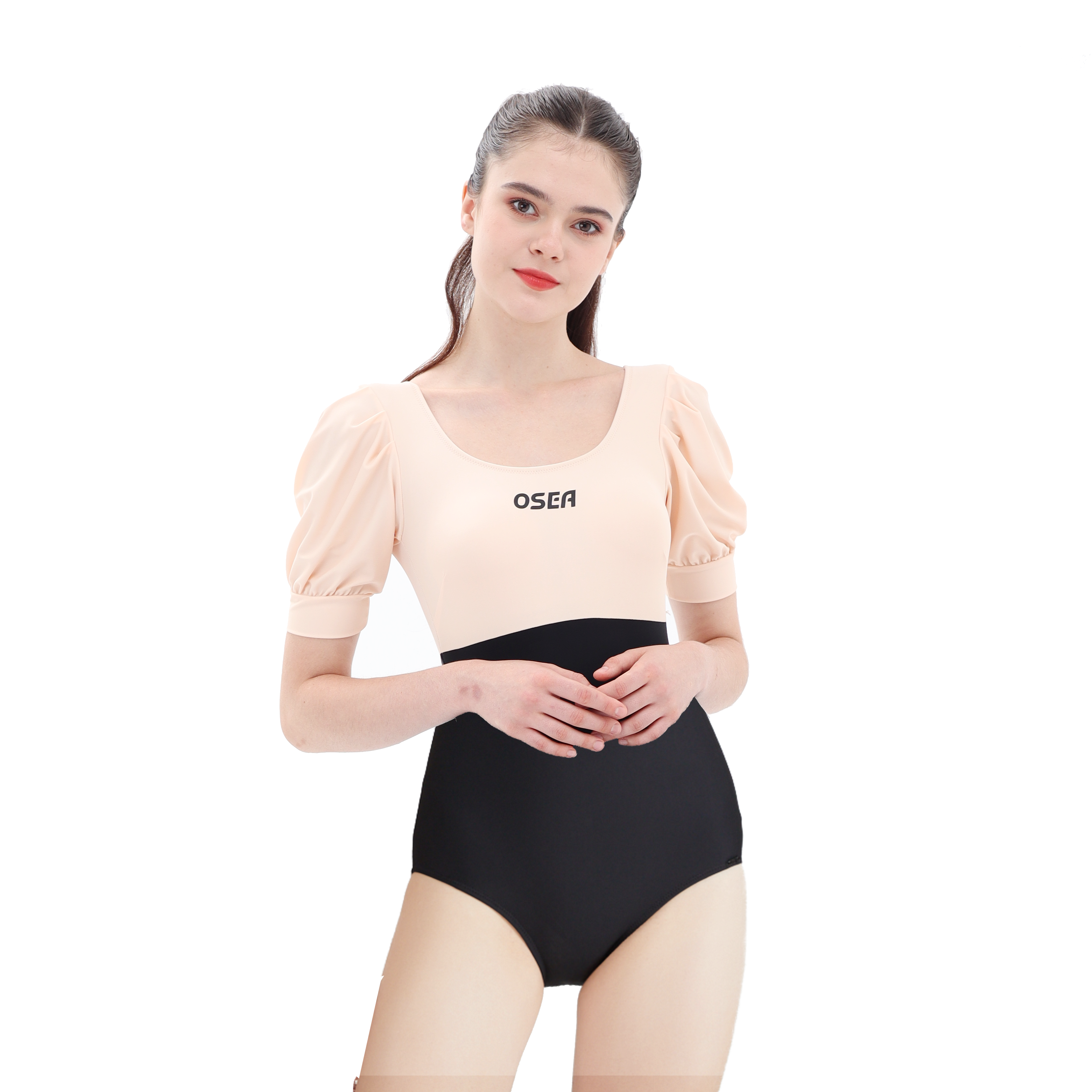 Set áo tắm một mảnh tay phồng kèm váy - Black Pearl Puff Sleeve Swimsuit