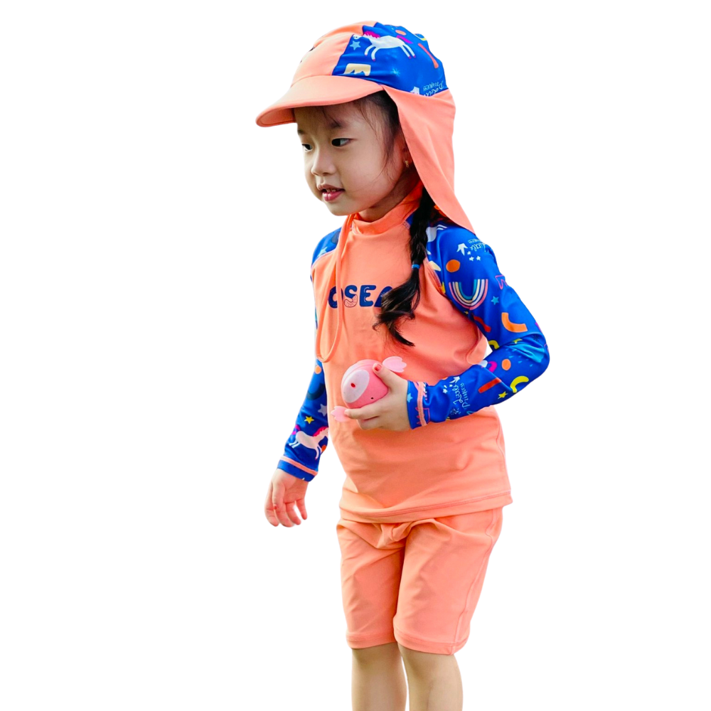 Nón đi biển chống nắng cho bé - Peach Flower Pink Anti UV Hat