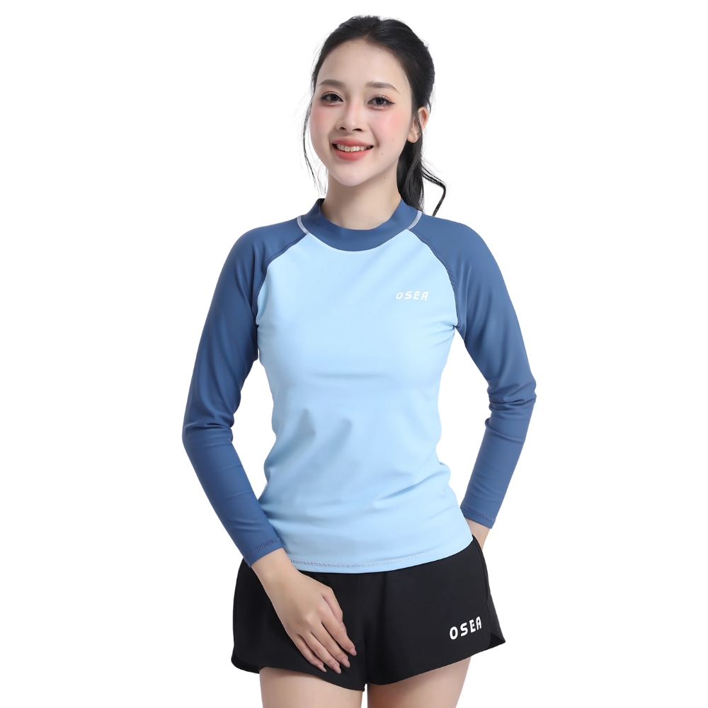 Set đồ bơi Lướt Sóng nữ OSEA Áo bơi tay dài & quần đùi 2 lớp kín đáo đi bơi đi biển