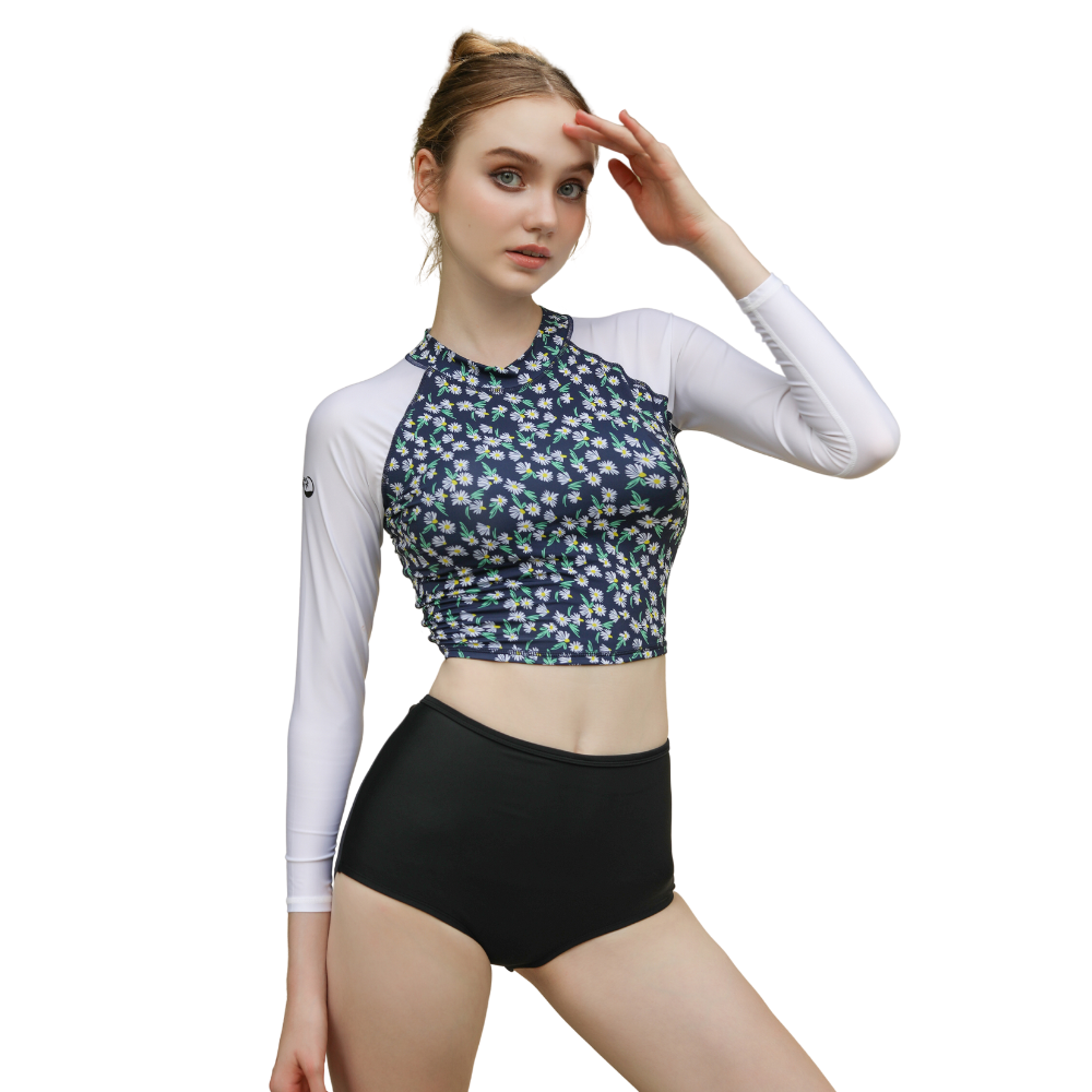 Set 2 chi tiết đồ bơi nữ OSEA -  White Little Daisies Crop & High Waist Set