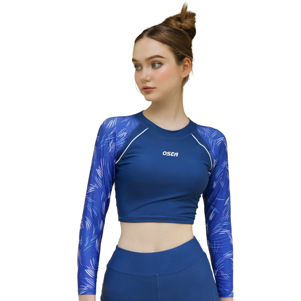 Áo bơi chống nắng OSEA Croptop - Topaz Flowers Crop Rash Guard Top UPF50+