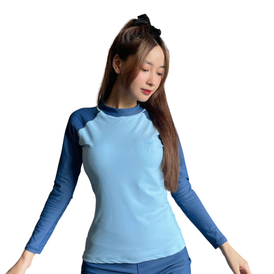 Áo bơi tay dài chống nắng - Xanh - Iceberg Globe Slim Rashguard UPF50+