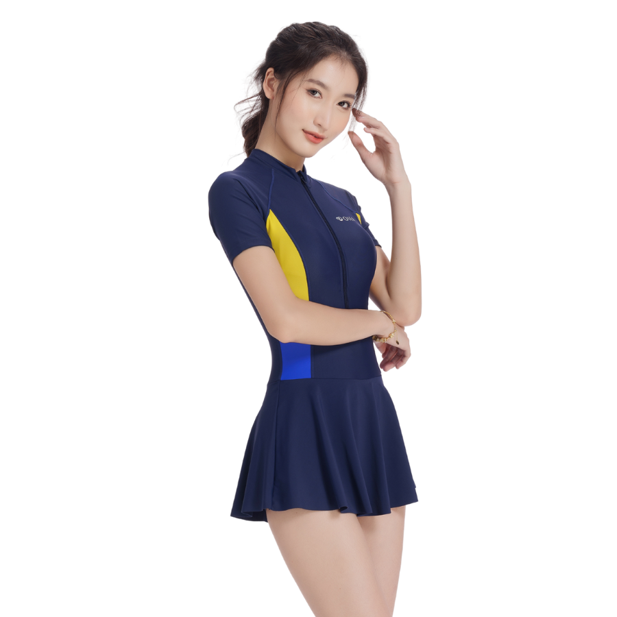 Crossover Ruched Skirt One Piece Bathing Suit Swimdress – Shekini Official  Site